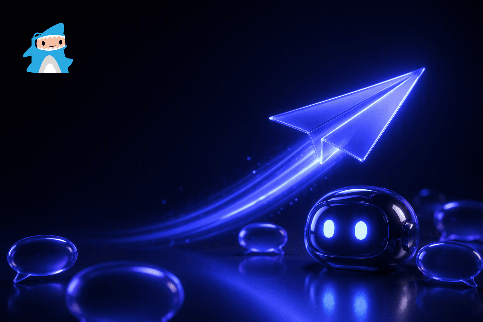 Abstract indigo glow on a dark background representing a serverless Telegram bot on Ploy